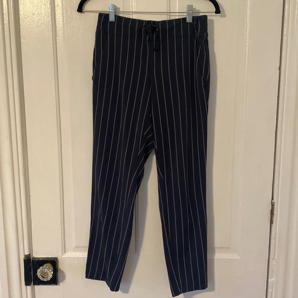 Blue with white pinstripe athleta joggers